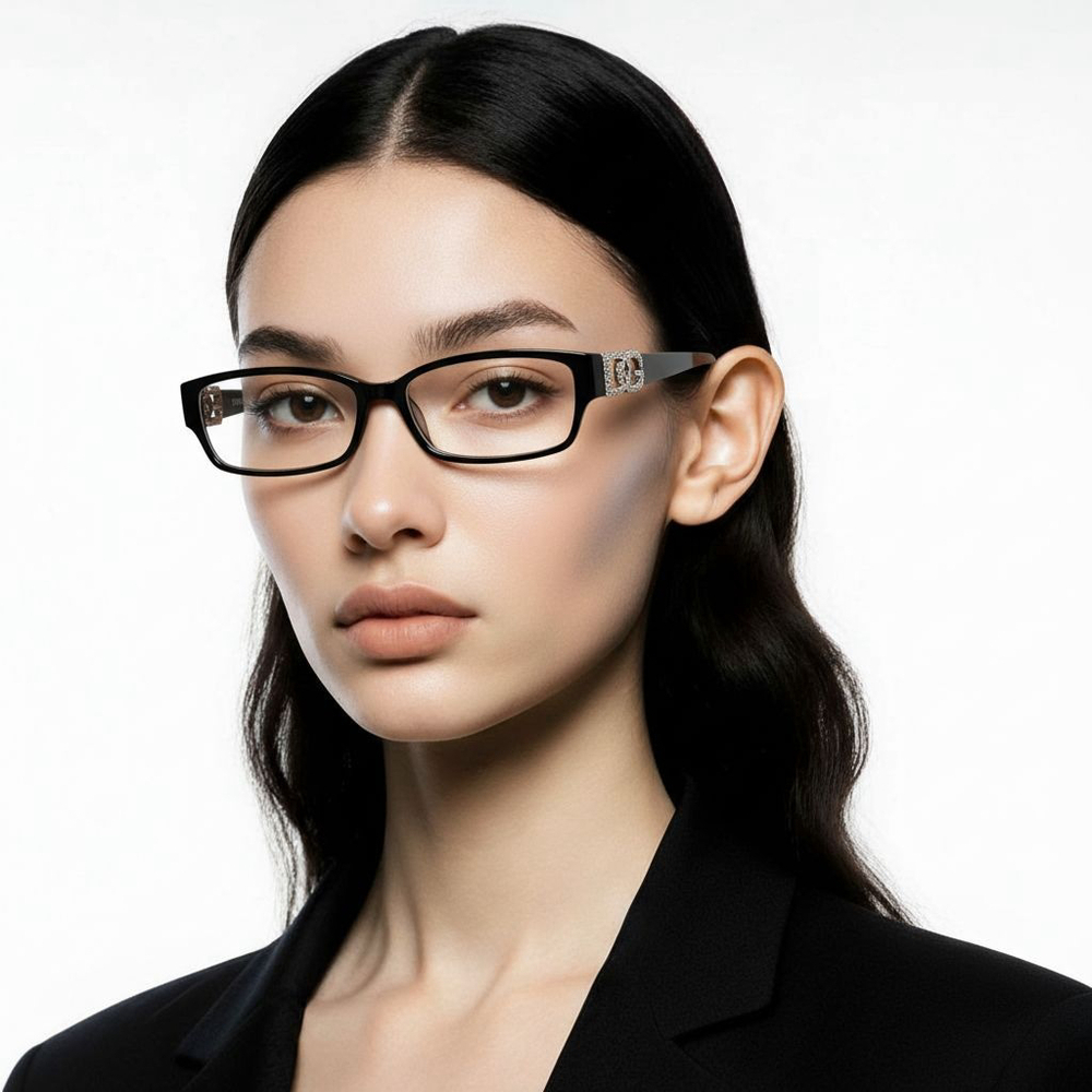 Women's Black and Silver Retro Acadamia Glasses One Size